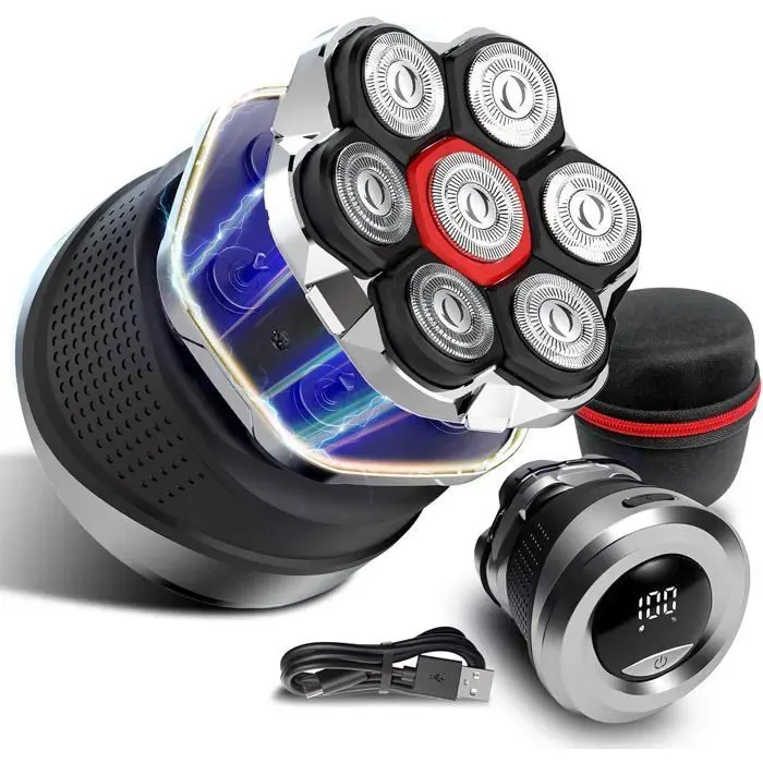 Rasoir Électrique - ordele - FK-8801 - Tête 7D - Étanche IPX7 - USB-C - Noir