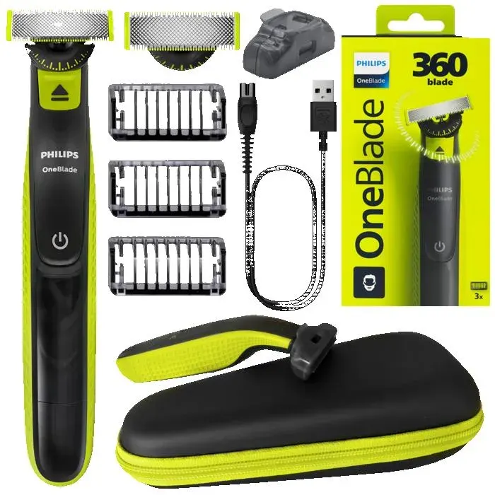 Rasoir électrique - Philips - OneBlade 360 QP2724 23 - Étanche avec étui et 3 sabots barbe