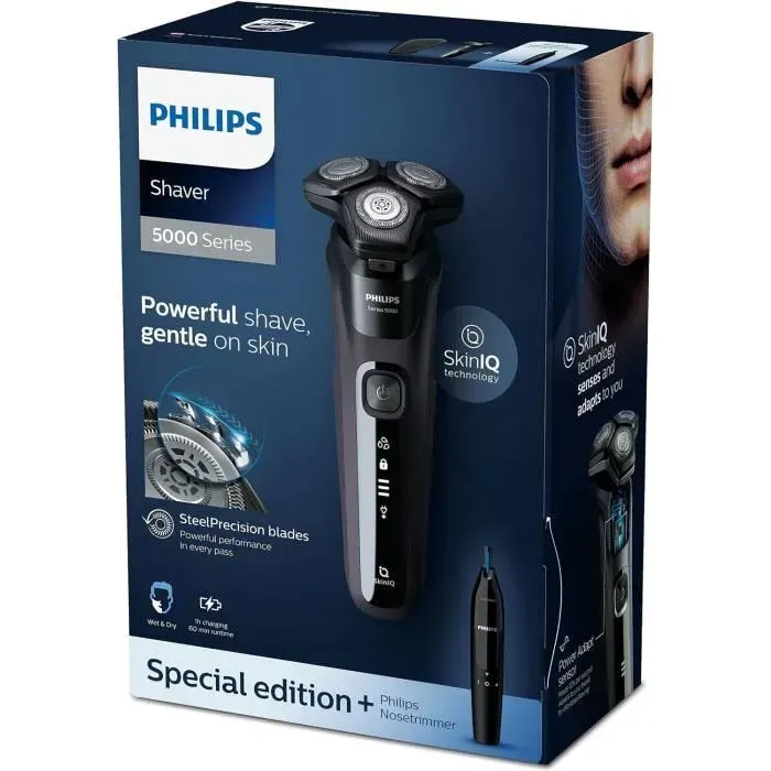 Rasoir électrique - PHILIPS - Series 5000 S5588/26 - Noir - Autonomie 60 min - Tête lavable