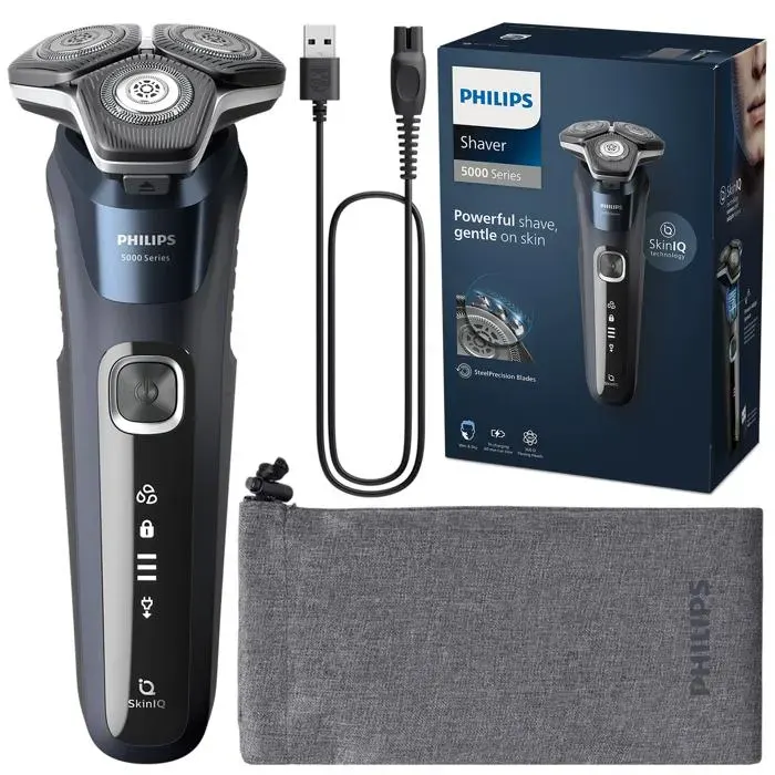 Rasoir électrique - Philips - Series 5000 S5885/10 - Technologie SkinIQ - Têtes 360° - Wet and Dry