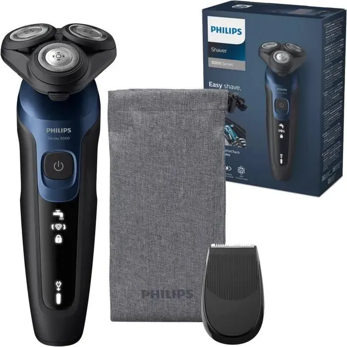Rasoir électrique - Philips - Series 5000 - Wet & Dry - Bleu métallisé - Tondeuse de précision