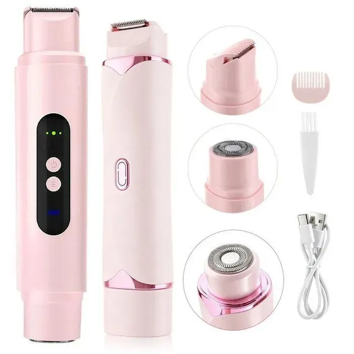 Rasoir électrique portable 2 en 1 epilateur femme double tête double usage rechargeable par USB et tondeuse à cheveu