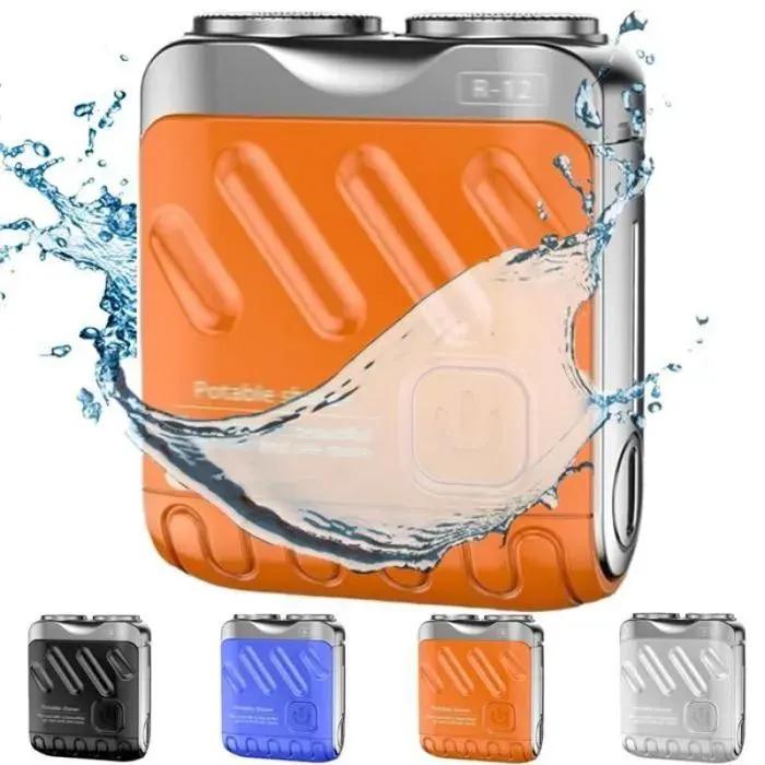 Rasoir électrique pour bagages rasoir électrique pour hommes mini petit canon en acier à double anneau rotatif（Orange） Multicolore
