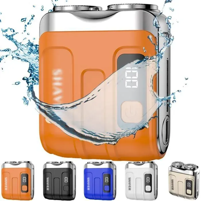 Rasoir électrique pour bagages rasoir électrique pour hommes mini petit canon en acier à double anneau rotatif（1） Multicolore