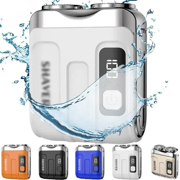 Rasoir électrique pour bagages rasoir électrique pour hommes mini petit canon en acier à double anneau rotatif（2） Multicolore