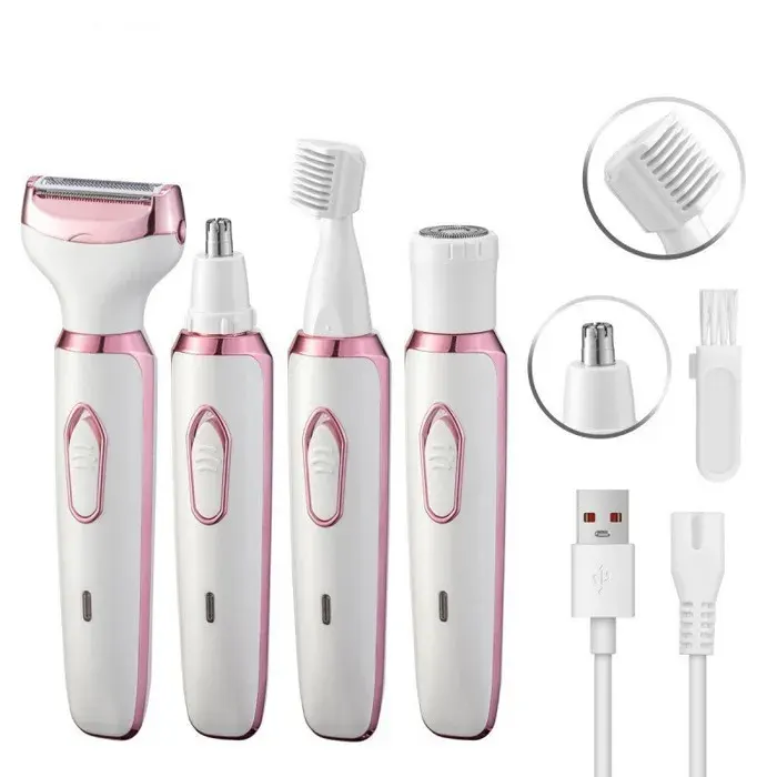 Rasoir électrique pour femme 2-en-1 épilation indolore sur peau sèche ou humide pour une peau lisse Blanc