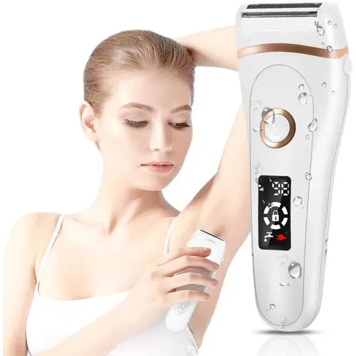 Rasoir électrique pour femme Rasoir pour femme Rechargeable par USB Rasoir sans fil pour femme étanche humide et sec Label