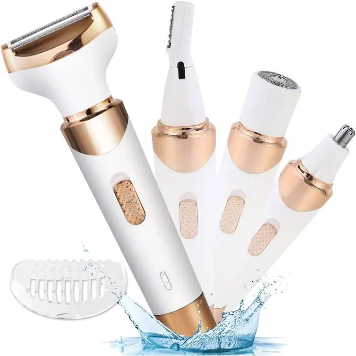 Rasoir électrique pour femme rasoir sans fil 4 en 1 pour le visage les jambes et les aisselles tête de coupe remplaçable