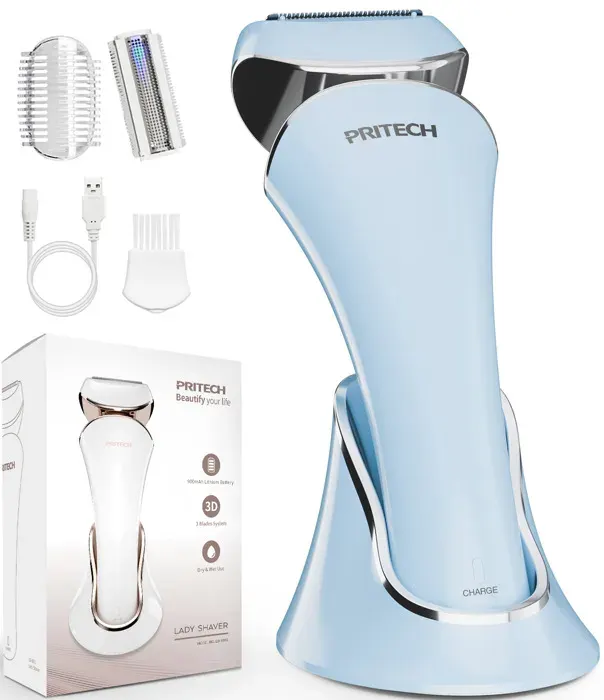 Rasoir électrique pour femme - Sans douleur - Rechargeable - Pour épilation des jambes et des aisselles - Sans fil (Blue)