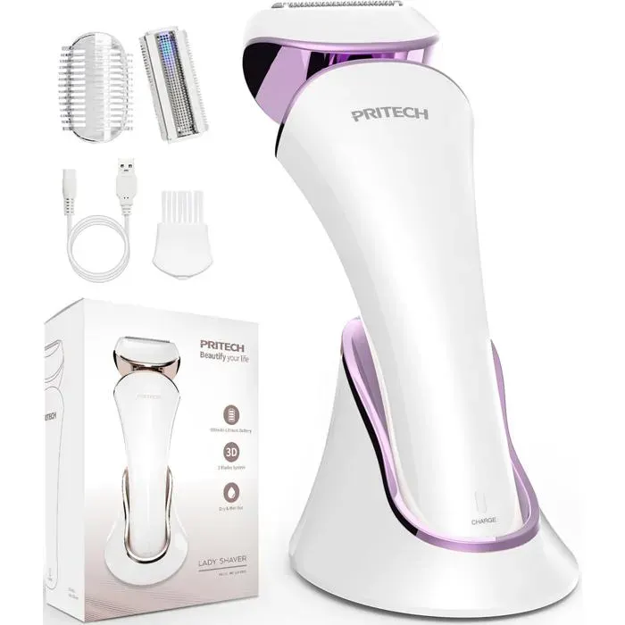 Rasoir électrique pour femme - Sans douleur - Rechargeable - Pour épilation des jambes et des aisselles - Sans fil (Violet)