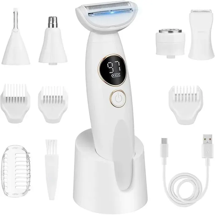 Rasoir Électrique Pour Femme5 En 1 Rasoir Indolore Rechargeable Rasoir à Sourcils Et Visage Pour Femmes WetDry RASOIR ELECTRIQUE