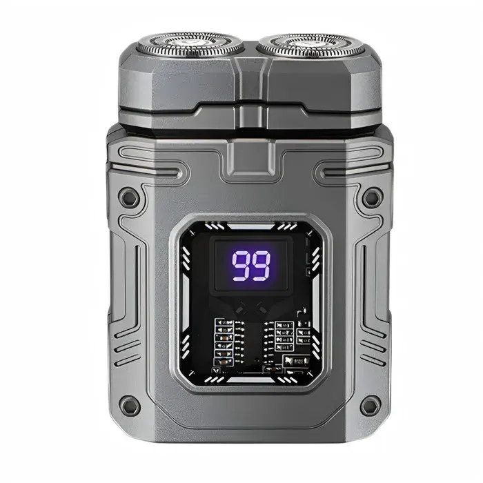 Rasoir électrique pour homme - 1...LIKE NO OTHER - Mini double tête - Rechargeable - Étanche IPX7 - Tête magnétique