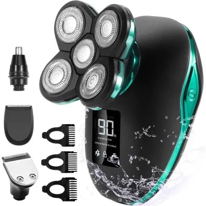 Rasoir électrique pour homme 5 en 1 pour homme pour utilisation dans le froid et au sec rechargeable USB sans fil Barba tond8