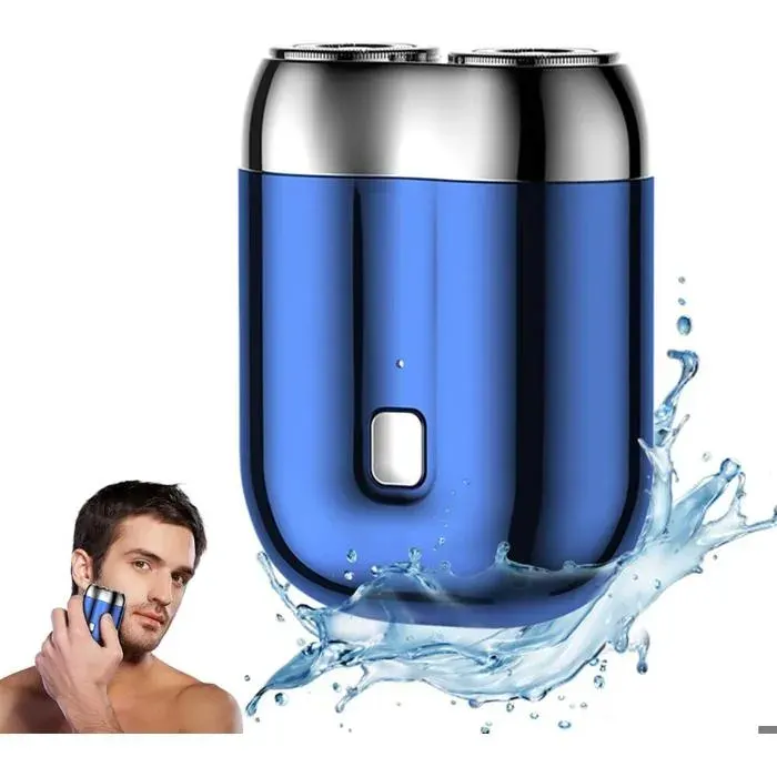 Rasoir électrique pour homme entièrement lavable tondeuse à barbe rasoir électrique rotatif portable charge rapide bleu