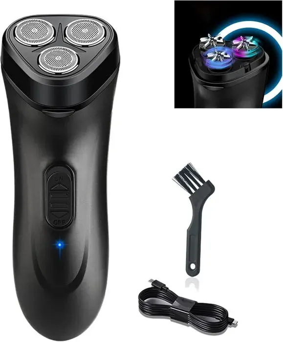 Rasoir Électrique Pour Homme Sans Fil Rechargeable Par Usb Rasoir Rotatif Humide Et Sec Pour Homme Avec Tondeuse Pop-Up Raso