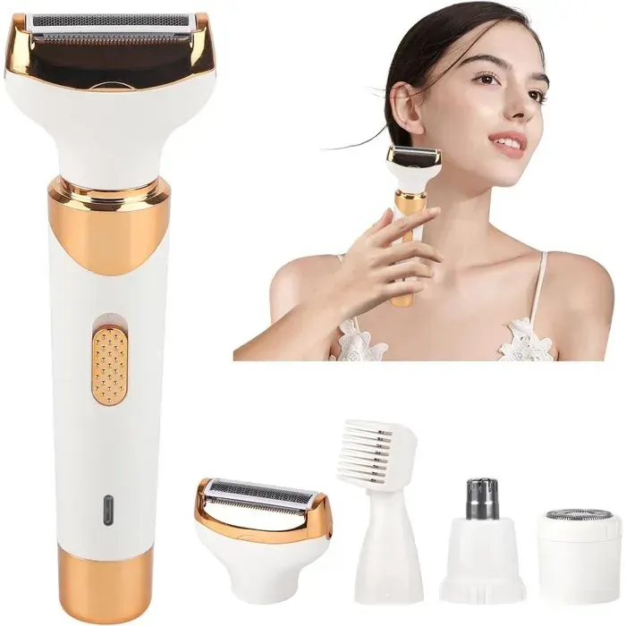 Rasoir électrique pour hommes et femmes rasoir électrique sans fil pour femmes rasage 4 en 1 sans douleur sur peau sèche ou