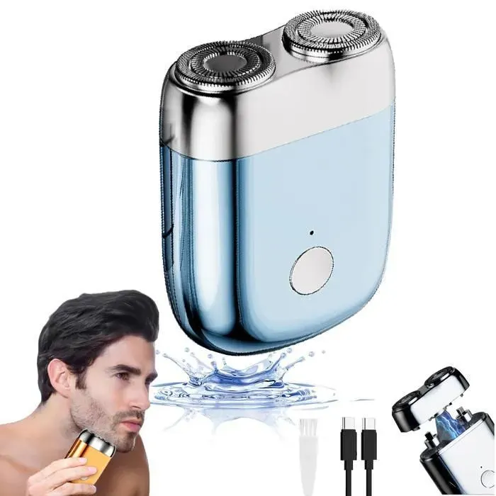 Rasoir électrique pour hommes mini rasoir électrique machine à raser pour hommes mini rasoir électrique portable （Bleu）