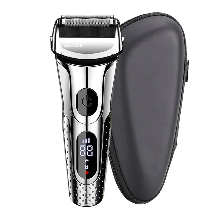 Rasoir électrique pour hommes rasoir électrique à grille humide et sèche avec tondeuse escamotable IPX7 étanche avec étui