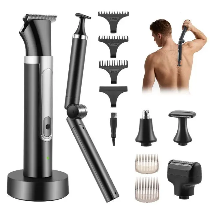 Rasoir électrique pour le dos pour hommes 4 en 1 Rasoir pour Le Dos tondeuse pour hommes avec poignée pliable tondeuse à poils