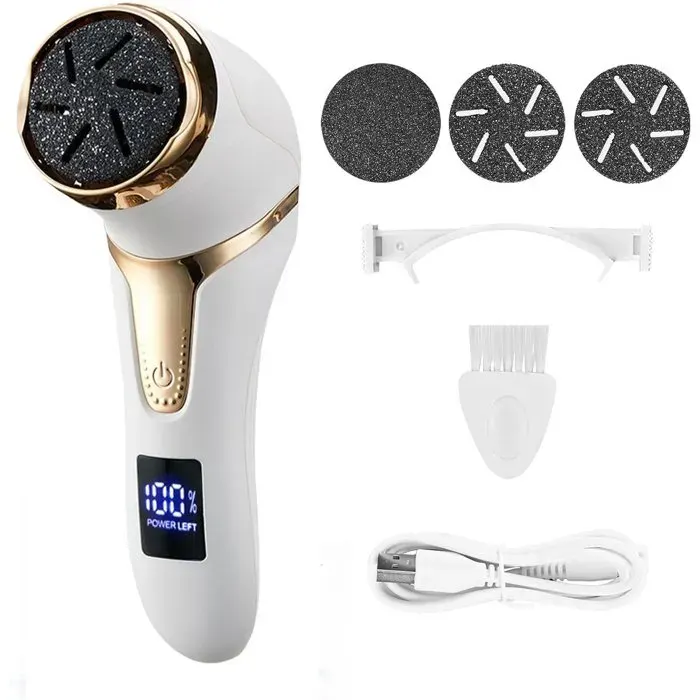 Rasoir électrique pour les pieds et coupe-ongles avec 3 têtes de rasage pour prévenir les callosités et la kératose
