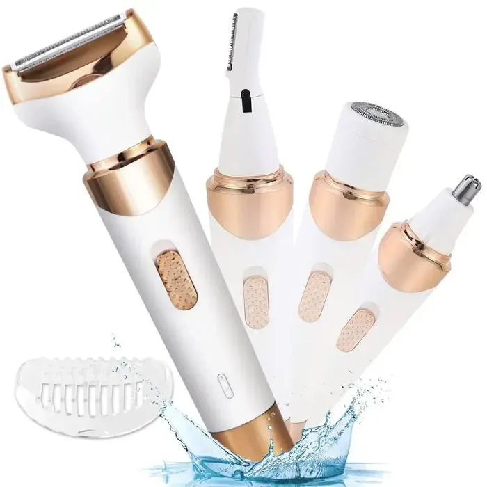 Rasoir électrique pour soins intimes des poils des aisselles 4 en 1 pour femmeszone privéetondeuseépilation et rasage Gold