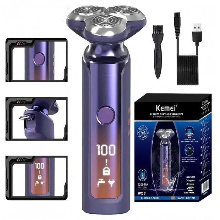 Rasoir électrique professionnel avec écran LCD et batterie rechargeableidéal pour le rasage du visage et la barb RASOIR ELECTRIQUE