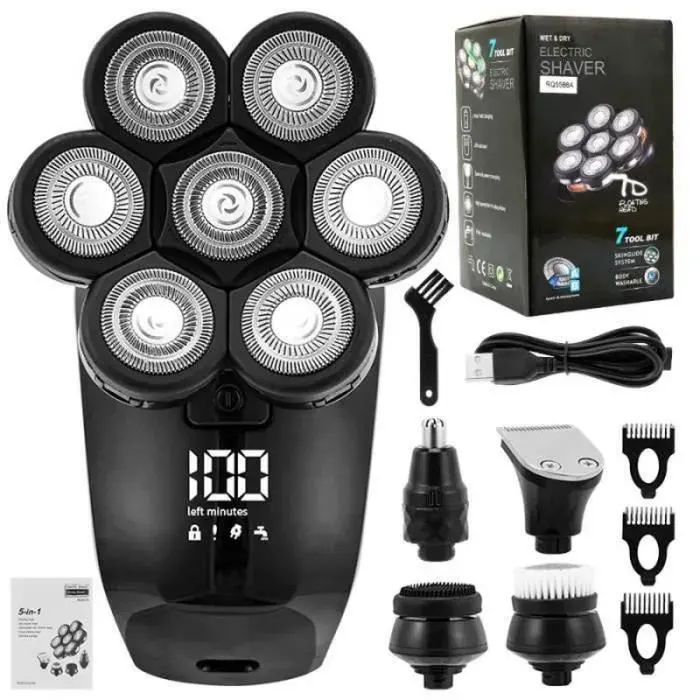 RASOIR ELECTRIQUE Rasoir électrique 5 En 1 7D avec Rasoir SecAffichage LED étanchePour Hommes RASOIR ELECTRIQUE