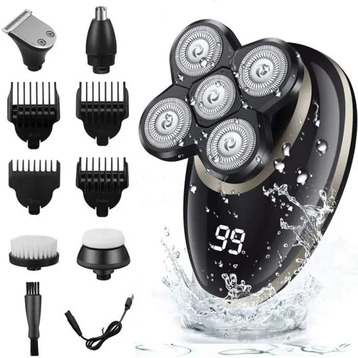 RASOIR ELECTRIQUE Rasoir électrique BUUDRR - Tête rasoir LED - 5 lames - Rechargeable - 50 min dautonomie