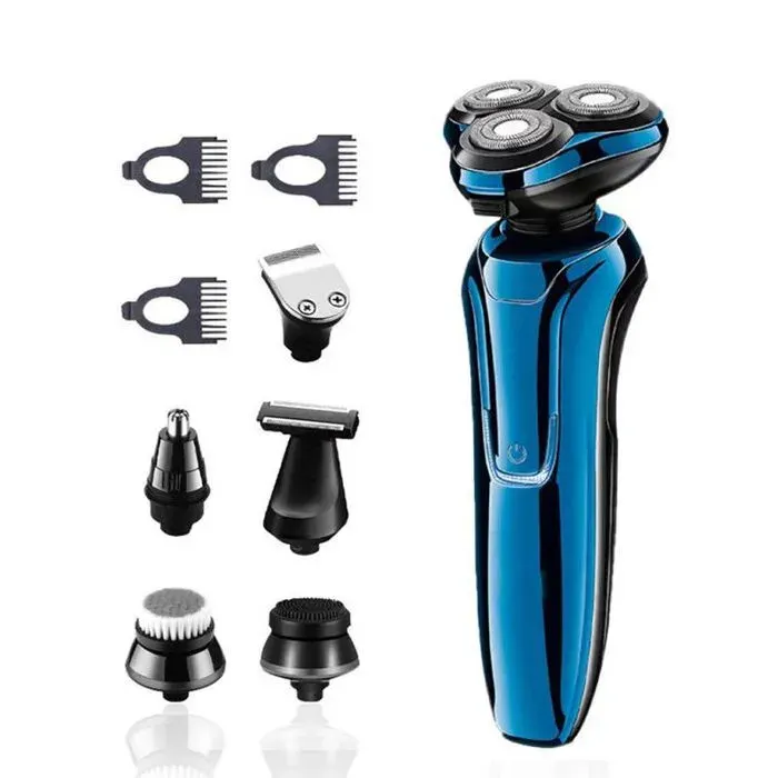 RASOIR ELECTRIQUE Rasoir Électrique Hommes3D Rechargeable Rasoir Homme avec Tondeuse à Barbe 6-en-1IPX6 100% étanche WetDry LCD