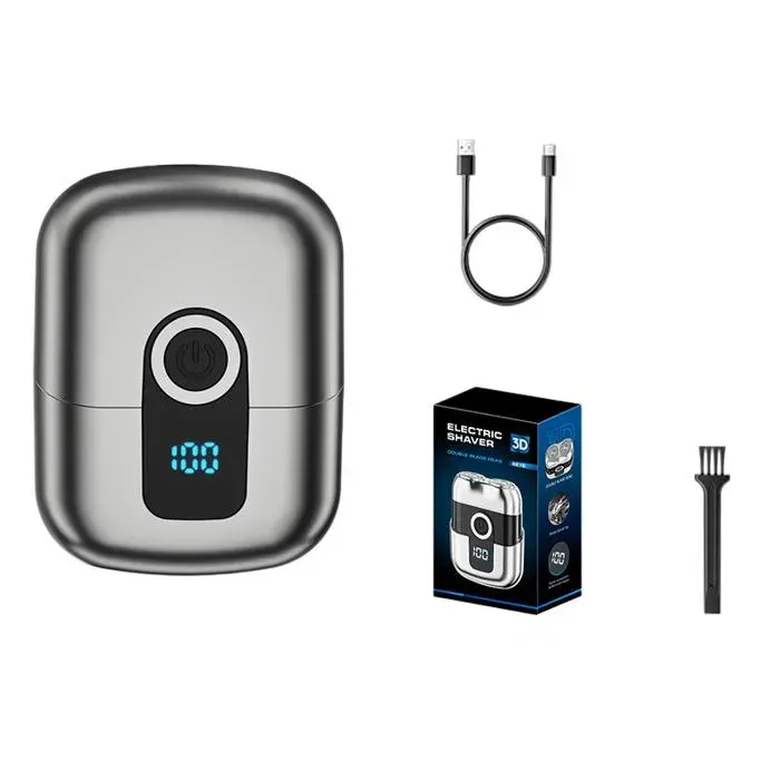 Rasoir électrique rasoir pour homme double tête écran LED étanche haute performance conception ergonomique portable gris
