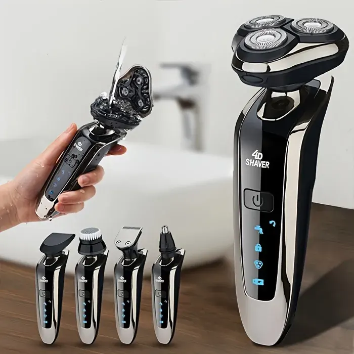Rasoir électrique rechargeable 3 lames pour homme — Kit de toilettage multifonction