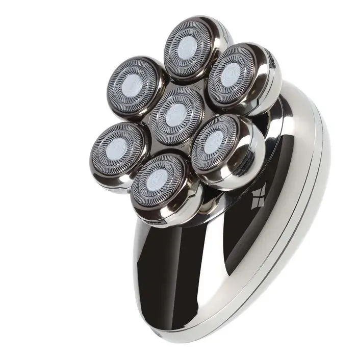 Rasoir électrique rechargeable - AVIZAR - 7 têtes flottantes - Lames rotatives - Étanchéité IPX6 - Autonomie 2h — coloris Gris