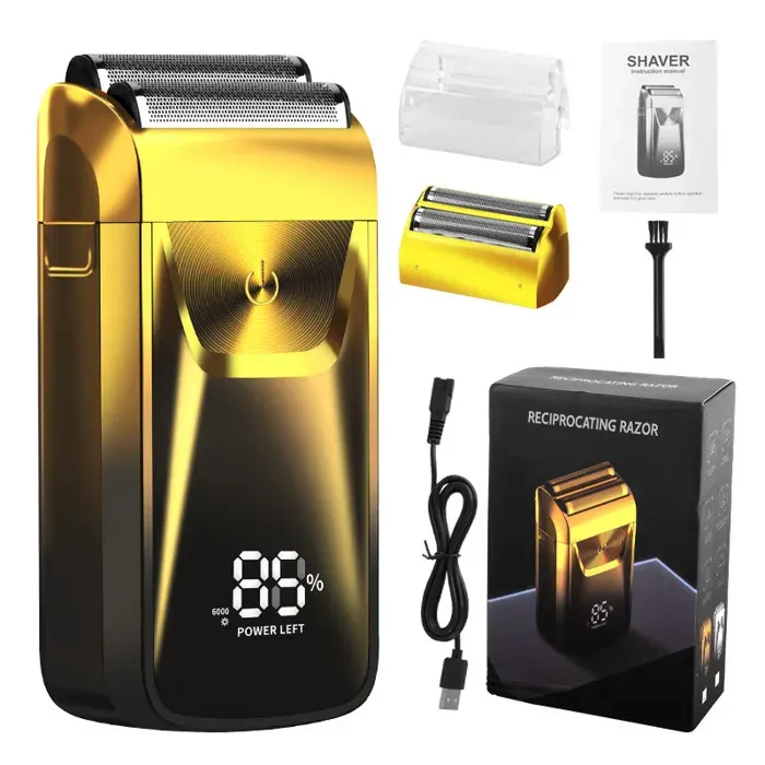 Rasoir électrique rechargeable for homme rasoir à barbe utilisation humide et sèche tondeuse à barbe et à cheveuxRasoir(Dorée)