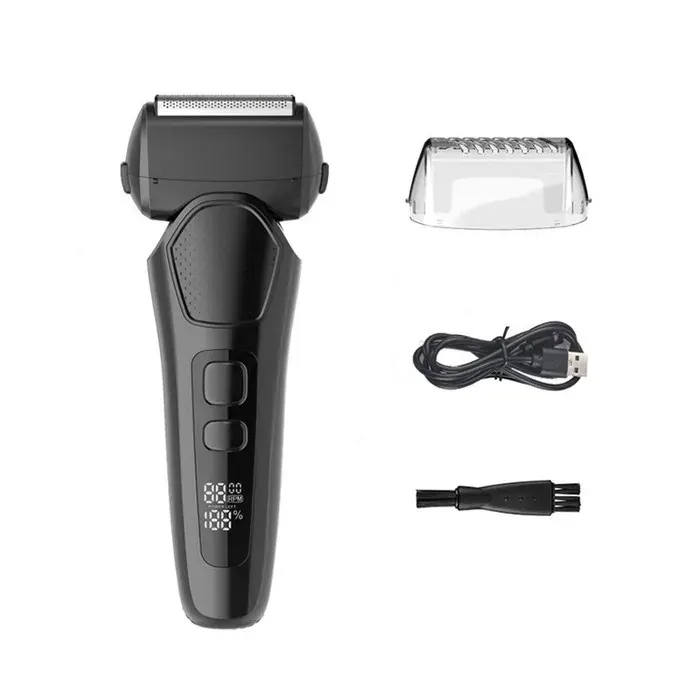 Rasoir électrique rechargeable - ULISEM - Numérique LED - Portable - Sec & Humide - Lavable - 3 Options d’Alimentation
