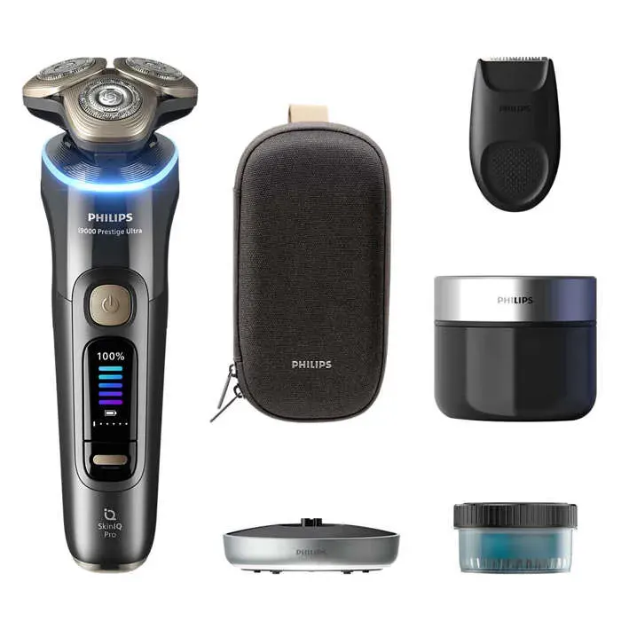 Rasoir électrique rotatif - PHILIPS - i9000 Prestige Ultra - SkinIQ Pro 5 modes - 100% étanche - 60 min autonomie
