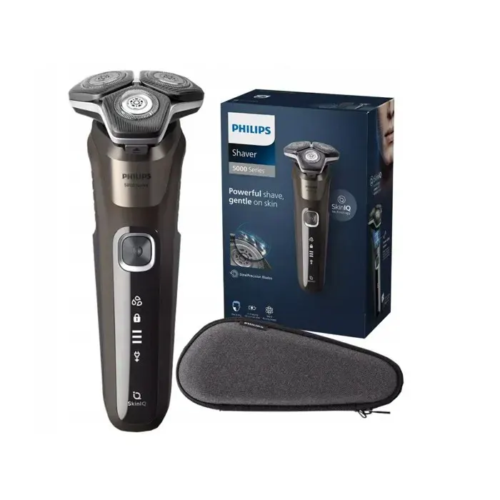 Rasoir électrique rotatif - PHILIPS - Série 5000 S5886/30 - Utilisation humide & sèche - 60 min autonomie - Lames SteelPrecision