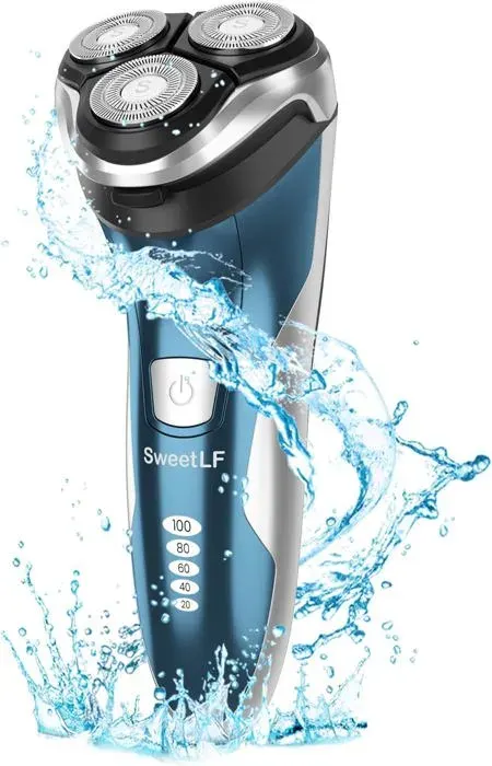 Rasoir Électrique - SweetLF - Rotatif 4D - Rechargeable - Étanche IPX7 - 120 min dautonomie