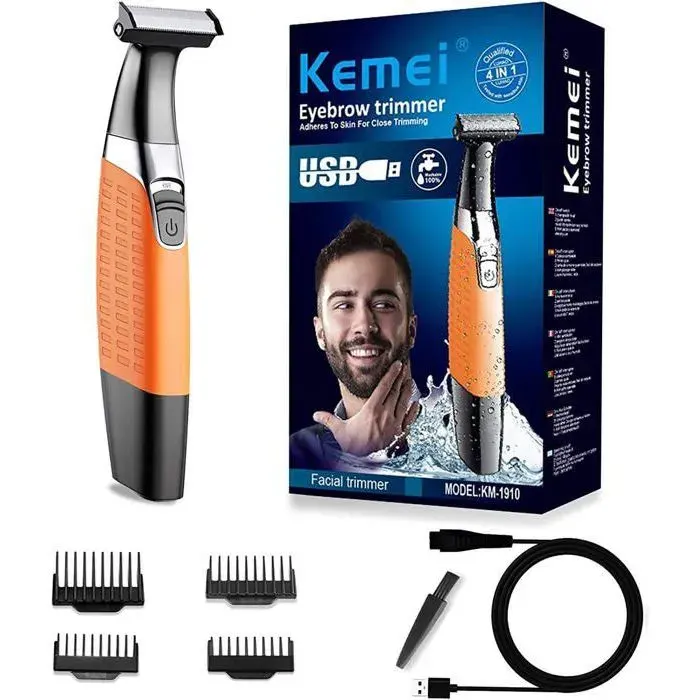 Rasoir électrique tondeuse à barbe pour homme étanche et rechargeable par USB pour sourcils barbe poils du vi RASOIR ELECTRIQUE