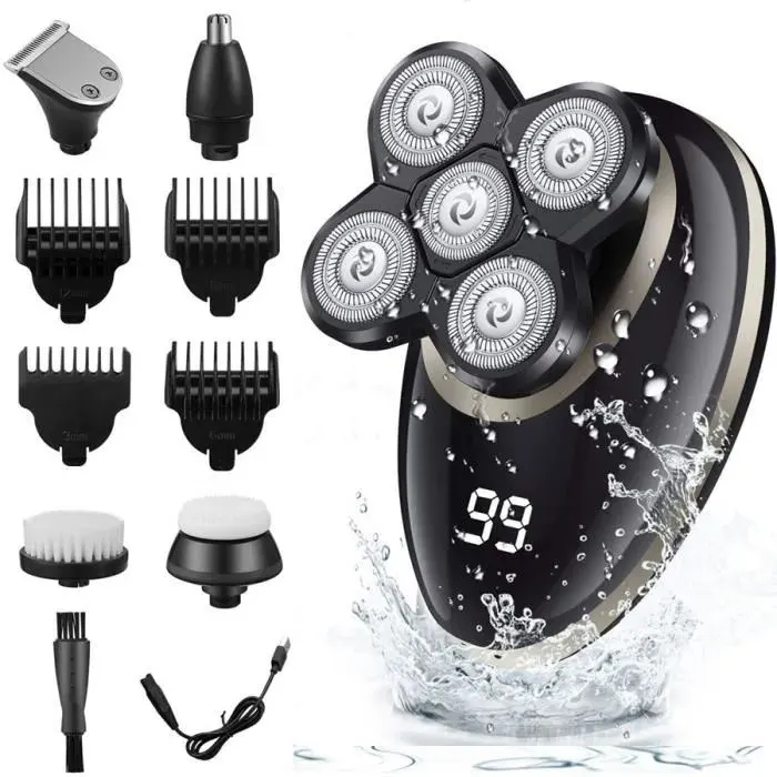 Rasoir électrique YOKULI - Tête rasoir LED - 5 lames - Rechargeable - 50 min dautonomie