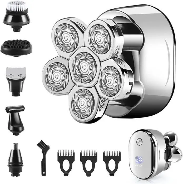 Rasoir électrique - YYV - A2747 - Rasoir rotatif - USB - 6 en 1 - Têtes amovibles
