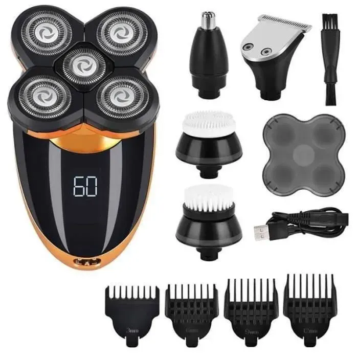 Rasoir ElectriqueRasoir électrique 5 en 1 pour hommes rasoir Rechargeable pour barbe et cheveux Kit de toilettage RASOIR ELECTRIQUE