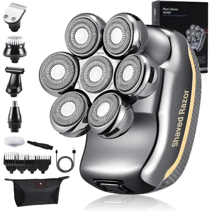 Rasoir Electriques Chauve Hommes Tondeuse Cheveux: Rechargeable Têtes Rotatives Tondeuses 0Mm Sans Fil Étanche Professionne[J127]