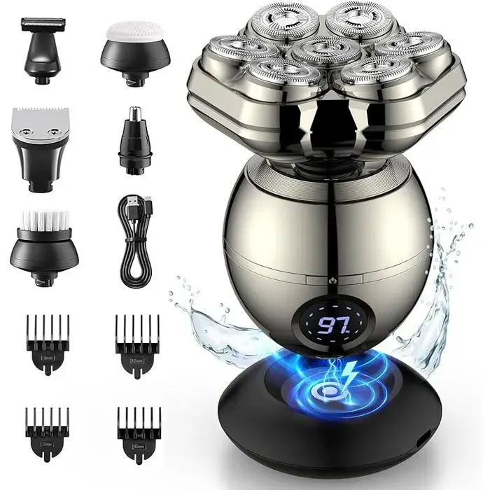 Rasoir Electriques Hommes 5 en 1 Rasoirs à Têtes Rotatives - 3D Tondeuse à Barbe Utilisation Humide et Sèche Raso RASOIR ELECTRIQUE