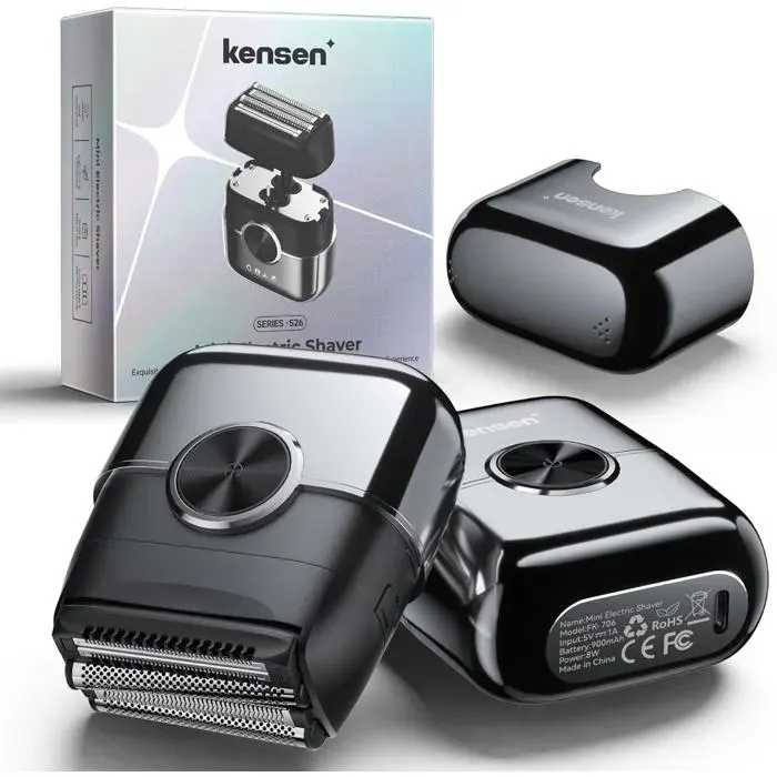 Rasoir Electriques Hommes Barbe 120 mins dAutonomie Mini Foil Shaver Homme avec 4 Lames Flottantes USB-C Tondeuse Barbe Étanche