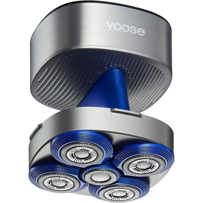 Rasoir électriques hommesIPX7 rasoir tete chauve homme(5 têtes magnétiquesautonomie 90mincharge rapide USB-Cindicateur batterie)