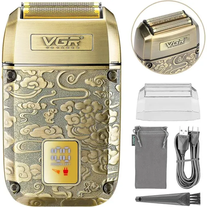 Rasoir En Aluminium Pour Homme Avec Cutter Central – Rasoir Électrique Sans Fil Pour Les Poils Du Visage La Barbe Le Cou La Tête
