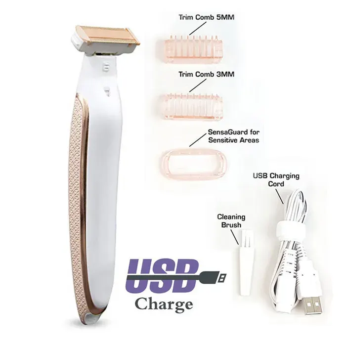 Rasoir et tondeuse rechargeables pour femme blanc/or rose