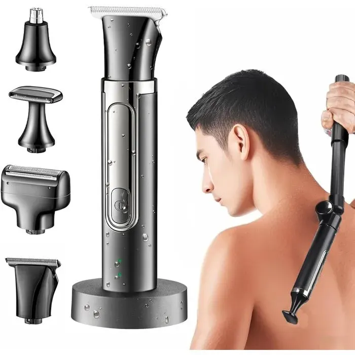 Rasoir Pour Le Dos Pour Homme Tondeuse À Dos Électrique Sans Fil 4 En 1 Avec Longue Poignée Réglable Et Extensible Pour Épilatio