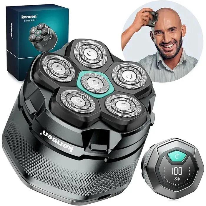 Rasoir Tete Chauve Homme 6D Rasoir Electriques Hommes Cheveux 160 mins autonomie Rasoir Crane Homme Chauve Noir RASOIR ELECTRIQUE