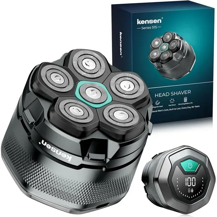 Rasoir Tete Chauve Homme 6D Rasoir Electriques Hommes Cheveux 160 Mins DAutonomie